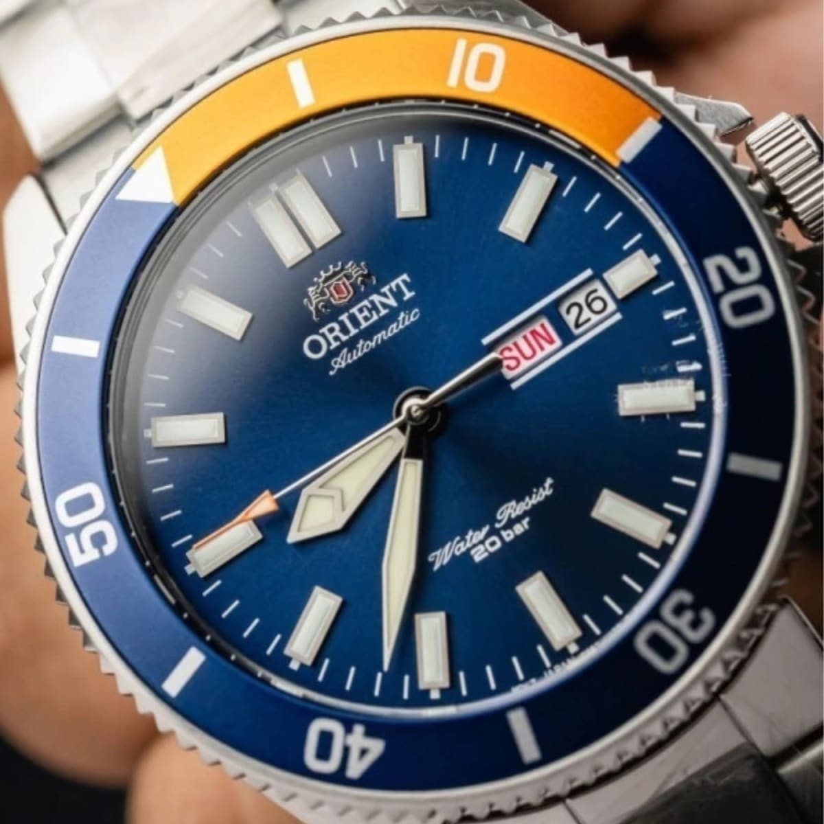 Reloj Orient Kanno RA-AA0913L Diver Automático Deportivo Plateado Azul Hombre3
