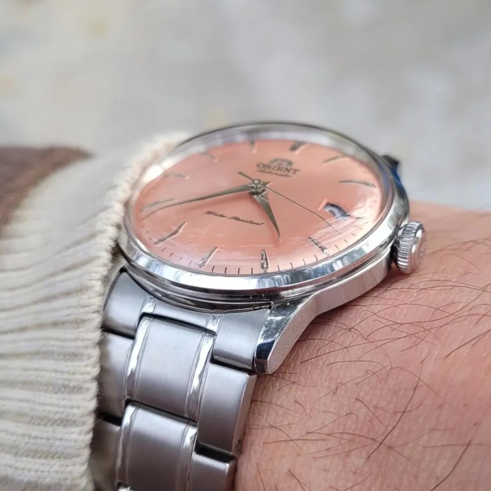 Reloj Orient Bambino RA-AC0M11Y30B Automático Clásico Plateado Rosado Hombre5