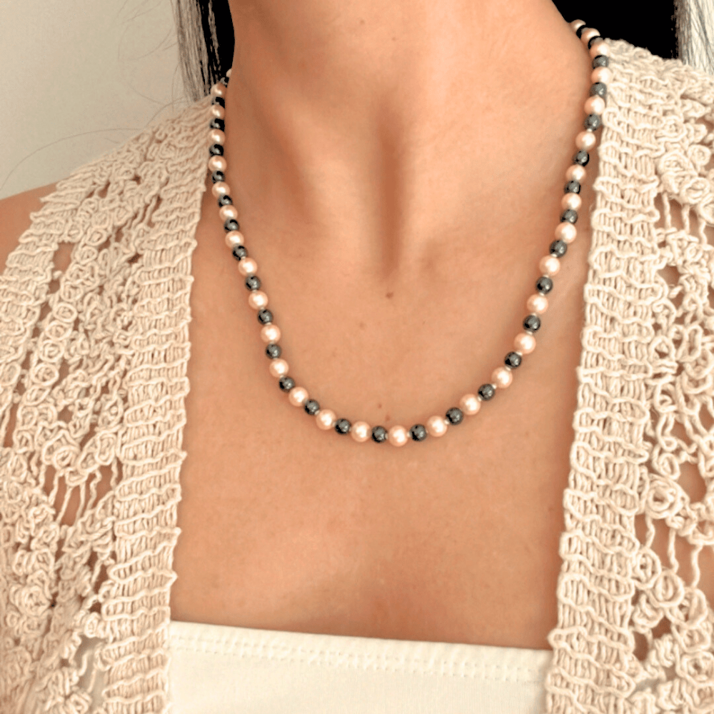 COLLAR PERLA MALLORCA Y HEMATITE1