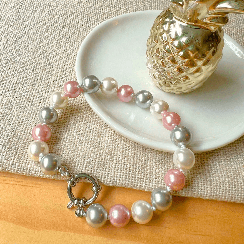 PULSERA PERLA MALLORCA ROSA/BLANCA/GRIS3