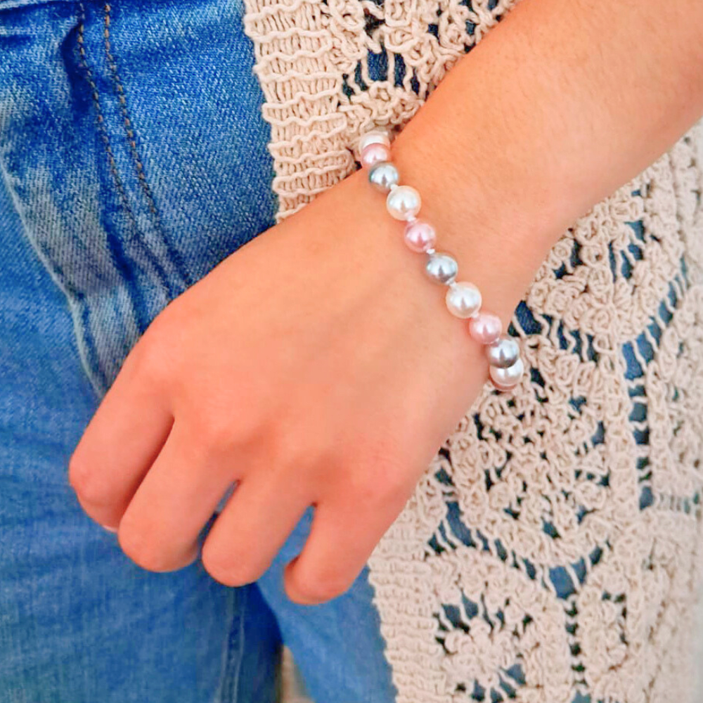 PULSERA PERLA MALLORCA ROSA/BLANCA/GRIS2