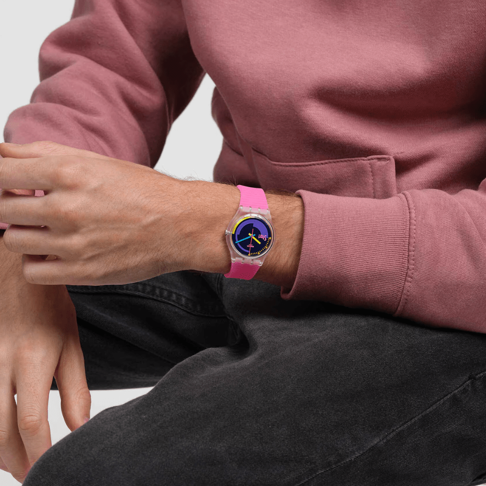 RELOJ SWATCH SO28K111 NEON PINK PODIUM UNISEX3