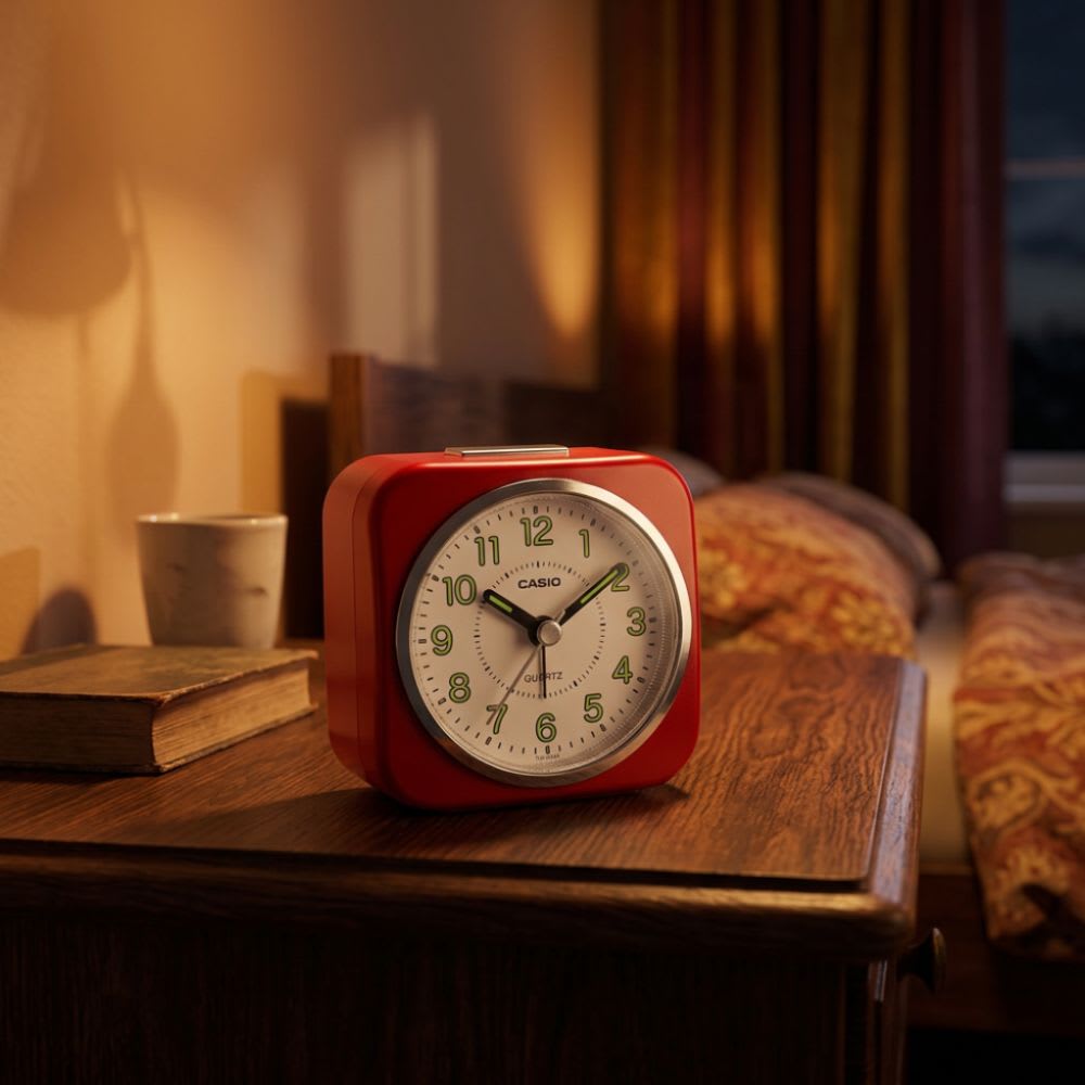 Reloj Despertador Casio TQ-143S-4DF Análogo Rojo2