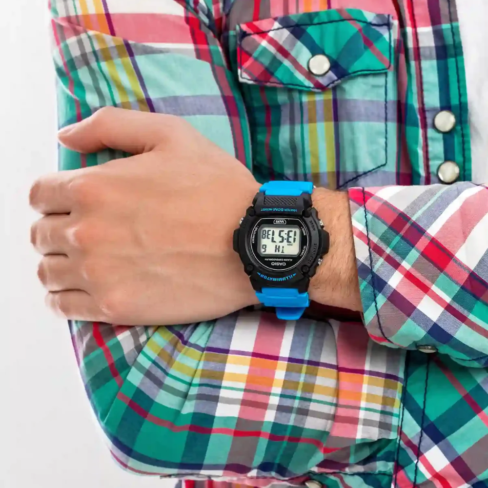Reloj Casio Deportivo W-219H-2A2VDF  Digital Celeste/Negro Hombre2