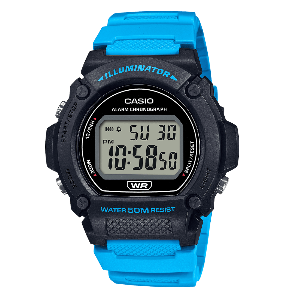 Reloj Casio Deportivo W-219H-2A2VDF  Digital Celeste/Negro Hombre6