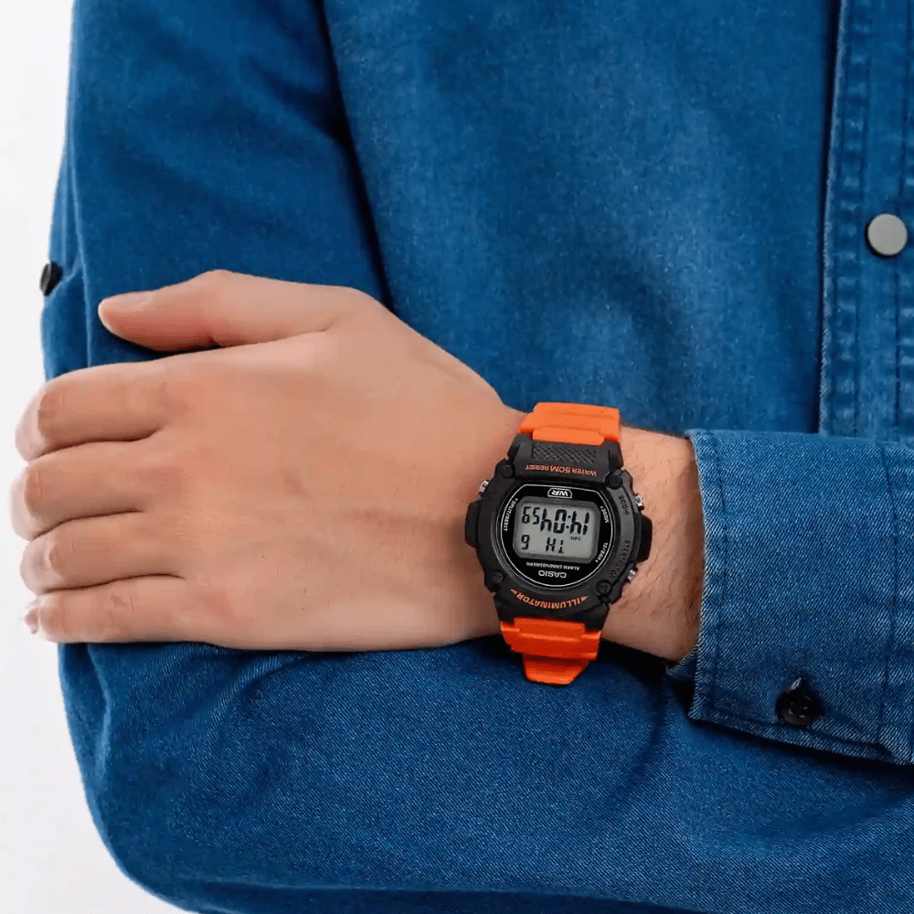 Reloj Casio Deportivo W-219H-4AVDF Digital Naranjo/Negro Hombre2