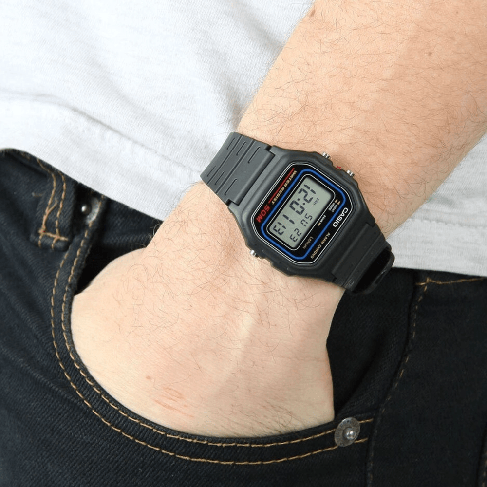Reloj Casio Vintage W-59-1VQ Lineas Azules Clásico Digital Negro Unisex2