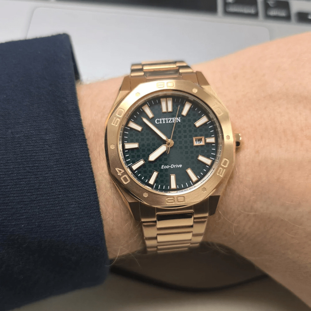 Reloj Citizen Eco-Drive BM7633-81X Golden Rose Dial Verde Acero Hombre2