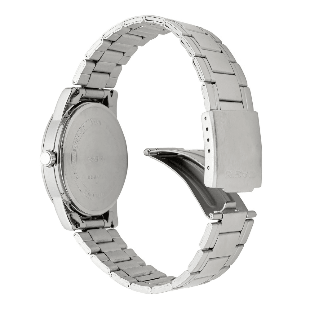 Reloj Casio Clásico MTP-V001D-1BUDF Análogo Linea Casio Dress Acero Plateado/Dial Negro Hombre3