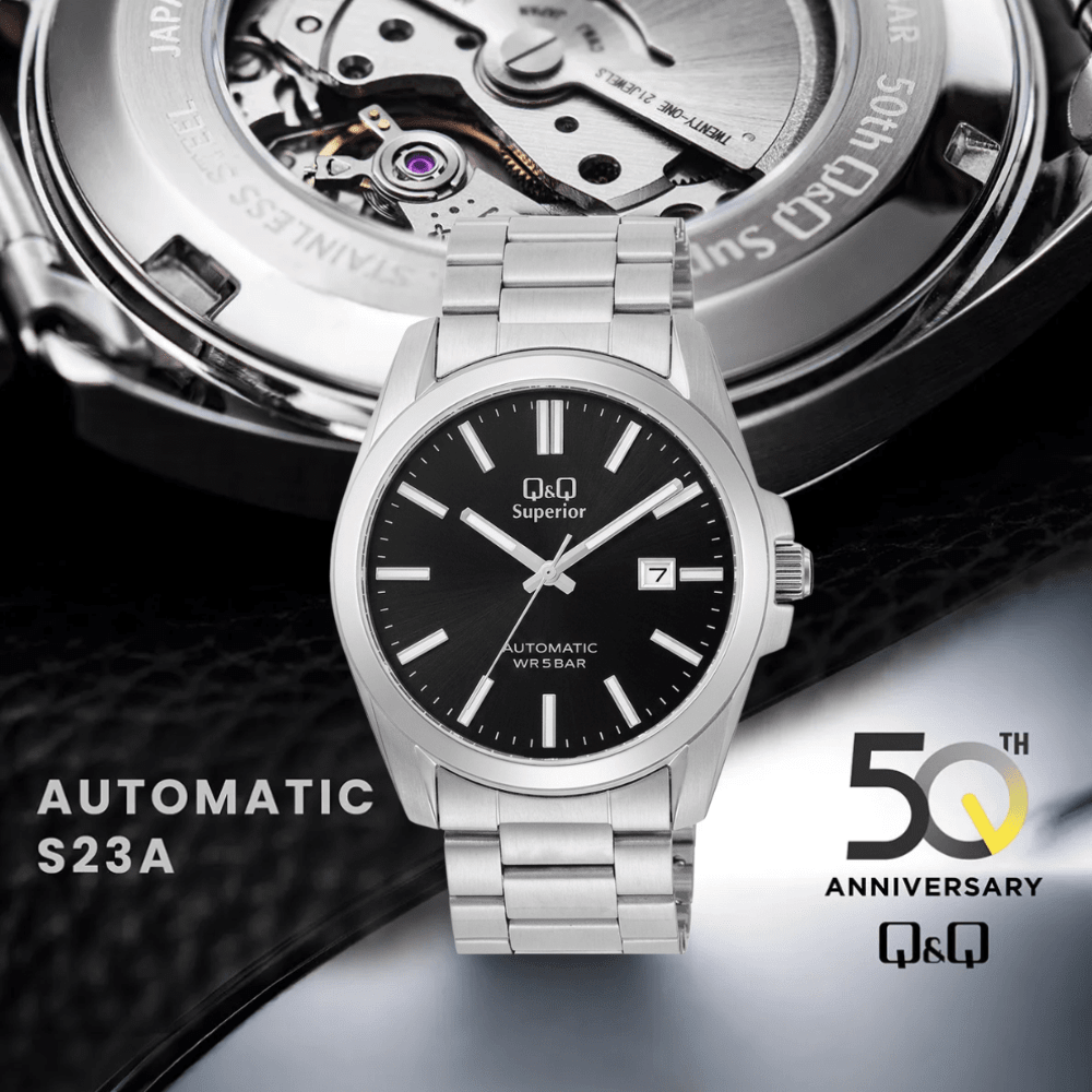 RELOJ Q&Q S23A-506VK AUTOMÁTICO PLATEADO5