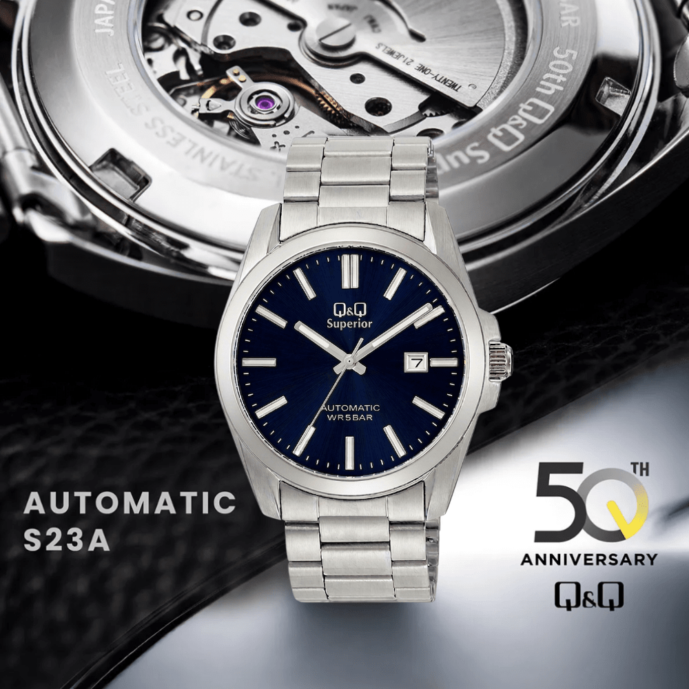 RELOJ Q&Q S23A-507VK AUTOMÁTICO PLATEADO6