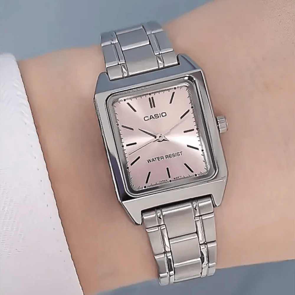 RELOJ CASIO TANK LTP-V007D-4EUDF PLATEADO ROSADO2