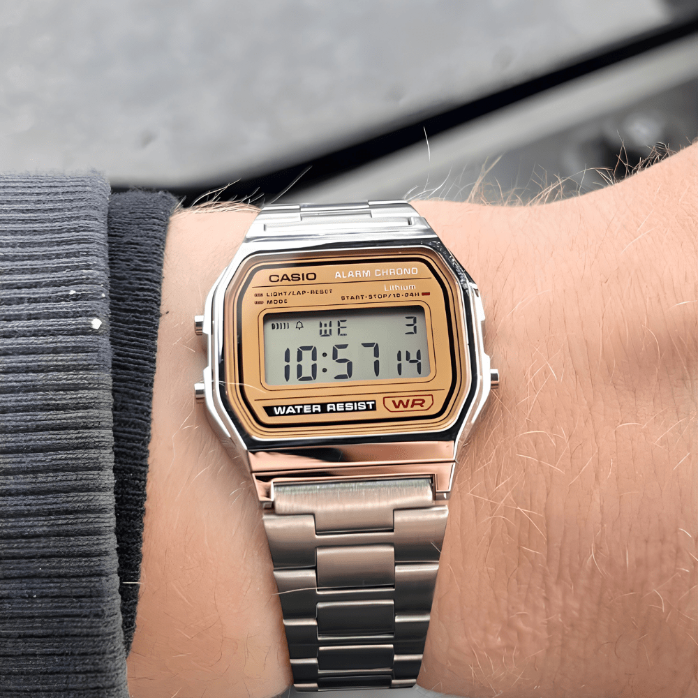 Reloj Casio Vintage A158WEA-9CF Digital Clásico Plateado Beige Dorado Clásico Unisex3