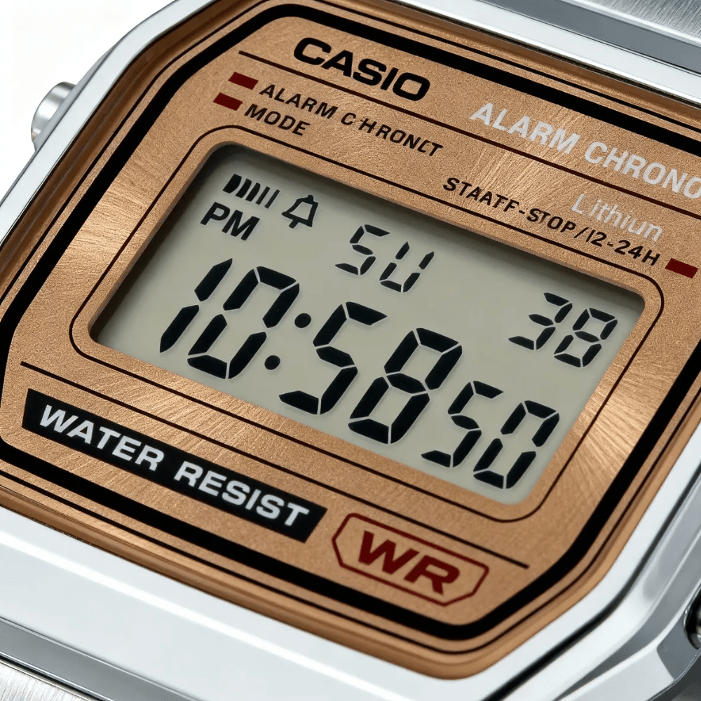 Reloj Casio Vintage A158WEA-9CF Digital Clásico Plateado Beige Dorado Clásico Unisex6