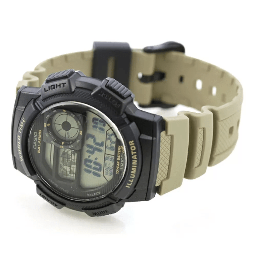 RELOJ CASIO AE-1000W-5AV WORLD TIME NEGRO/CAFE3