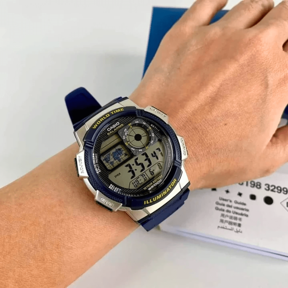 RELOJ CASIO AE-1000W-2AVDF WORLD TIME PLATEADO/AZUL2