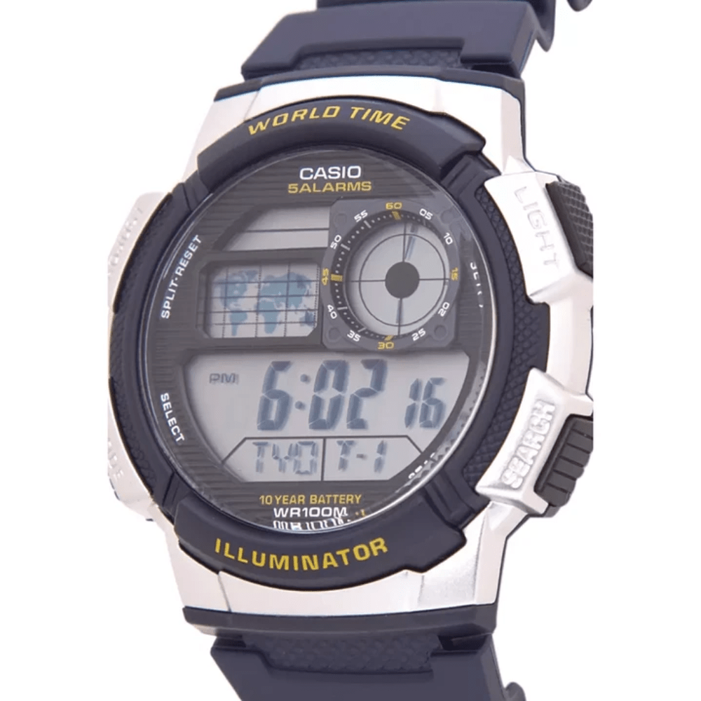 RELOJ CASIO AE-1000W-2AVDF WORLD TIME PLATEADO/AZUL3