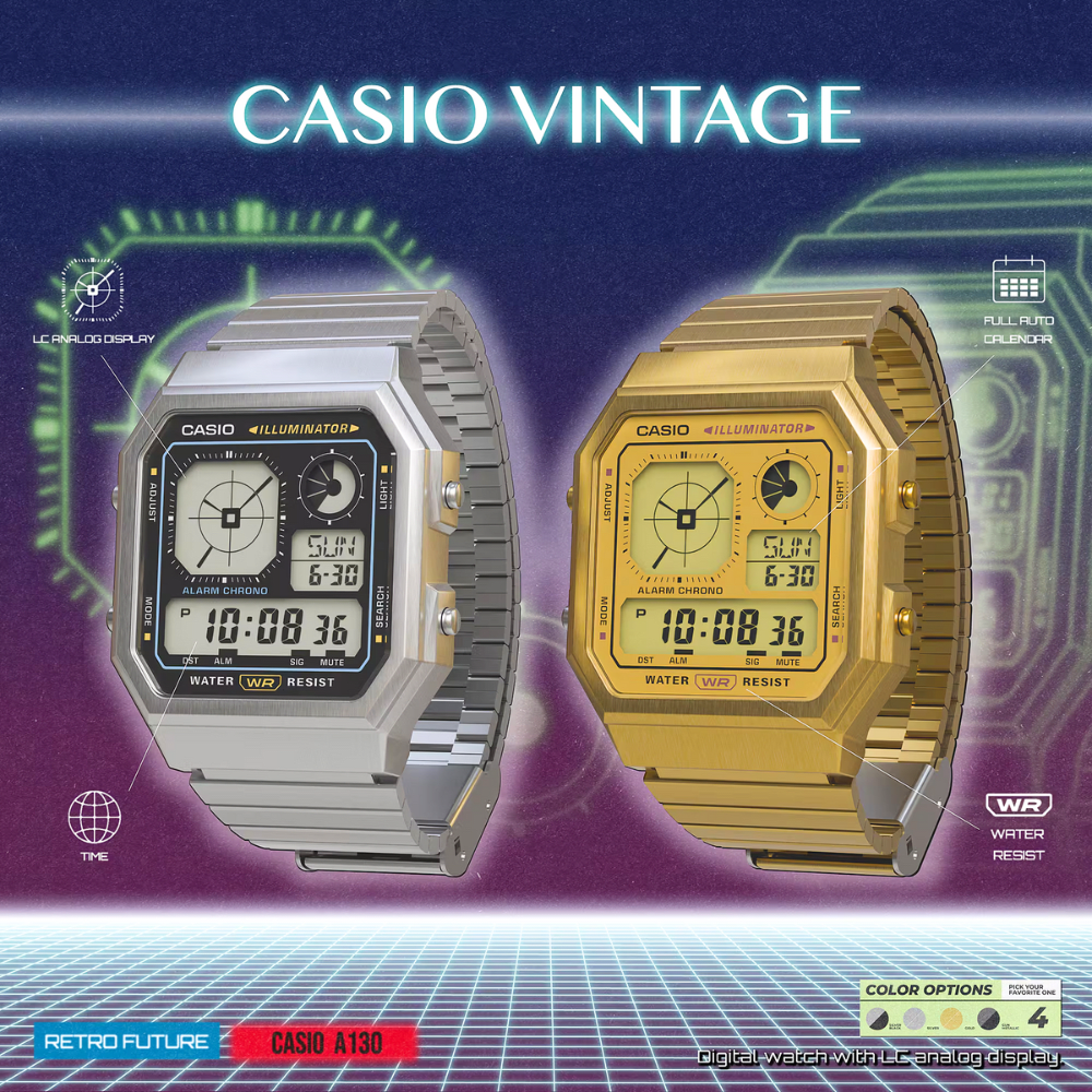 RELOJ CASIO A130WE-1ADF PLATEADO UNISEX6
