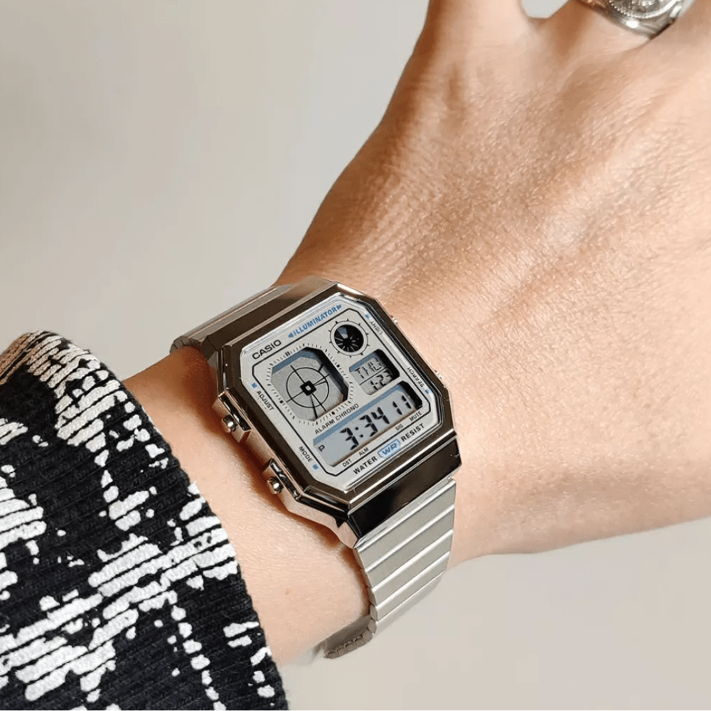 Reloj Casio Vintage A130WE-7ADF Digital Plateado Retro Digital Unisex2
