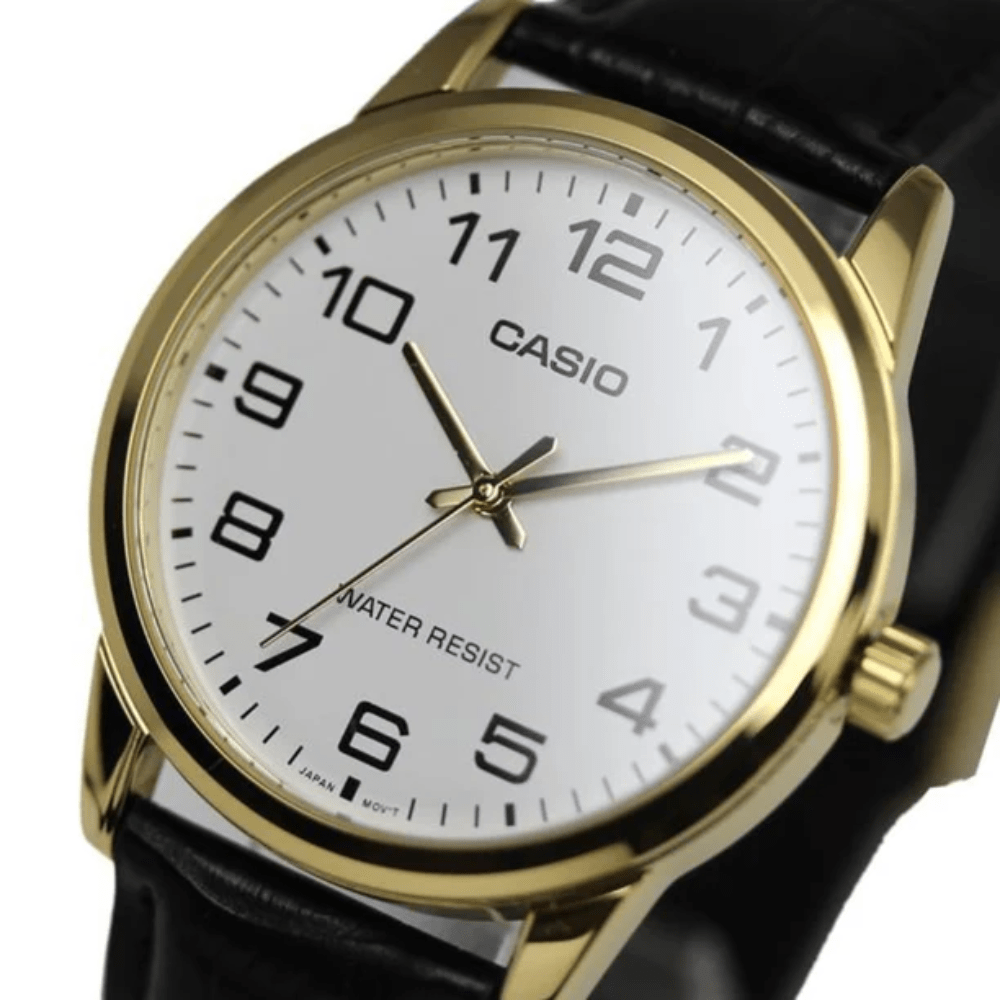 Reloj Casio Clásico MTP-V001GL-7BUDF Análogo Línea Casio Dress Cuero Negro/Dial Blanco Hombre3