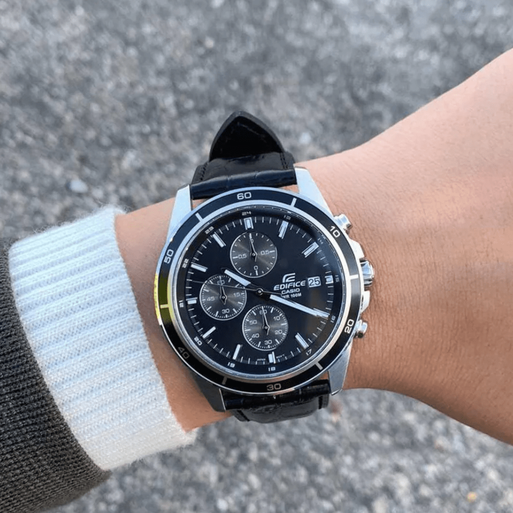 Reloj Casio Edifice EFR-526L-1AVUDF Cuero Análogo Plateado Hombre2