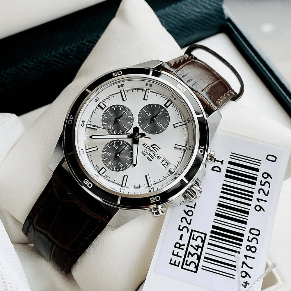 Reloj Casio Edifice EFR-526L-7AVUDF Cuero Análogo Plateado Hombre4
