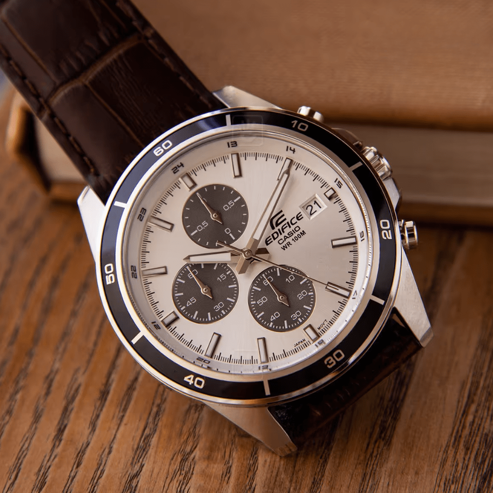 Reloj Casio Edifice EFR-526L-7AVUDF Cuero Análogo Plateado Hombre5
