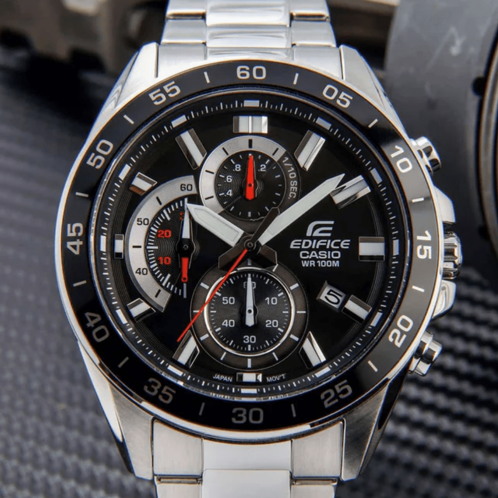 Reloj Casio Edifice EFV-550D-1AVUDF Cronógrafo Acero Plateado Negro Hombre5