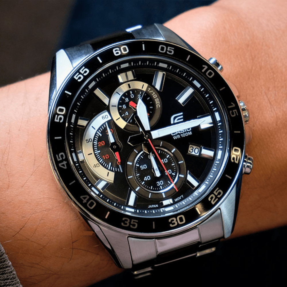 Reloj Casio Edifice EFV-550D-1AVUDF Cronógrafo Acero Plateado Negro Hombre3