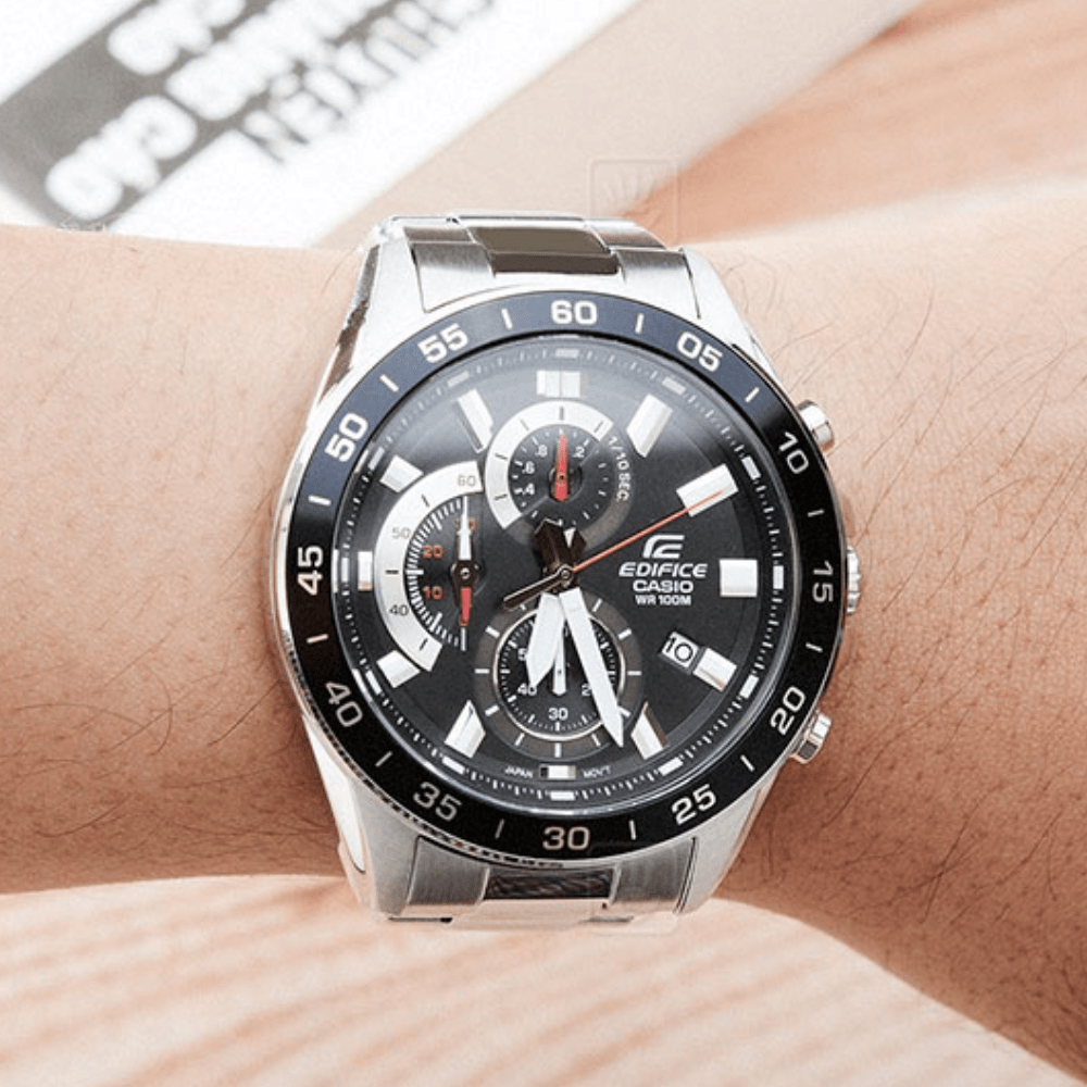 Reloj Casio Edifice EFV-550D-1AVUDF Cronógrafo Acero Plateado Negro Hombre2