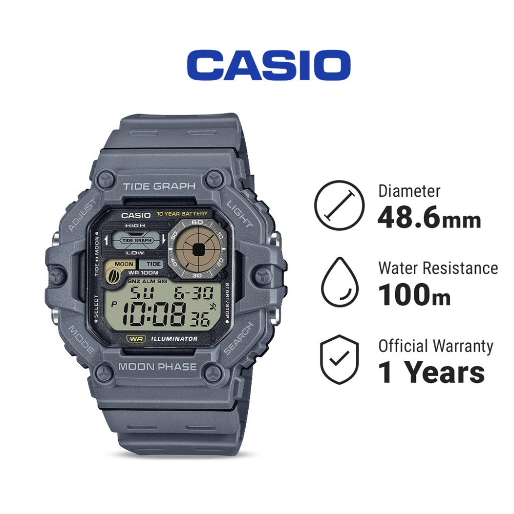 Reloj Casio Deportivo WS-1700H-8AVDF Tide Graph/ Moon Data Digital Gris Hombre6