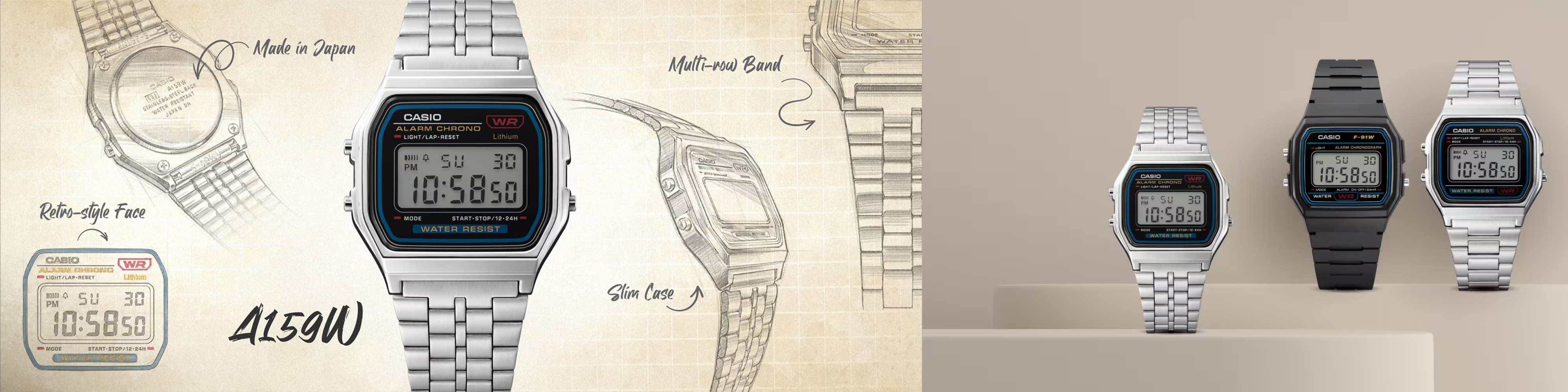 RELOJ CASIO A159W-N1DF VINTAGE PLATEADO Timeshop