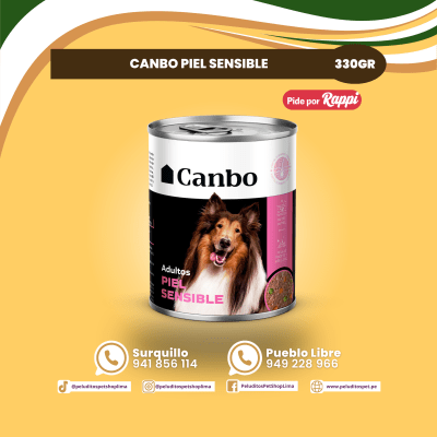 CANBO ADULTO PIEL SENSIBLE – ALIMENTO HÚMEDO PARA PERROS – LATA 330GR