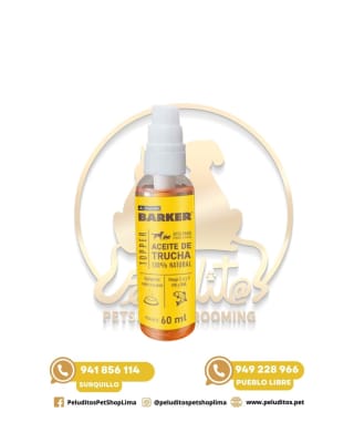 BARKER ACEITE DE TRUCHA – SUPLEMENTO NUTRICIONAL PARA PERROS Y GATOS – 50ML