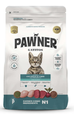 Pawner cat con pollo y carne cachorro 1kg