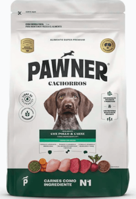 Pawner dog pollo y carne  cachorro 1kg