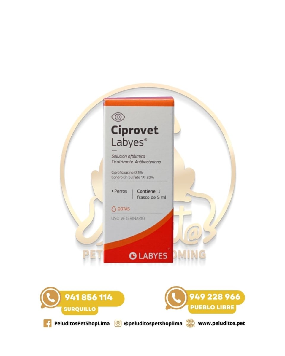 CIPROVET – COLIRIO CICATRIZANTE Y ANTIBACTERIANO PARA PERROS Y GATOS – 5ML1