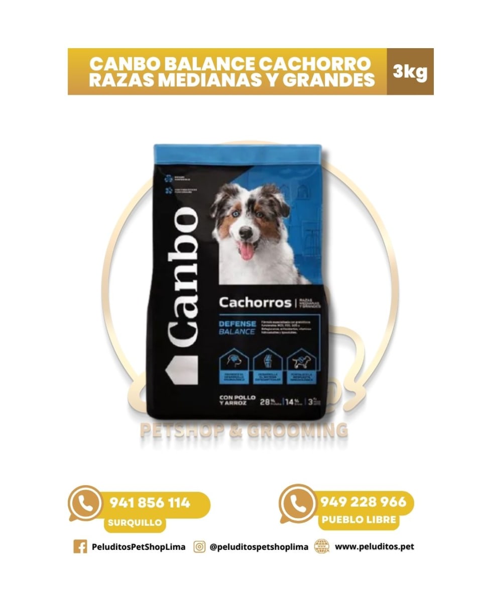 CANBO BALANCE CACHORRO RAZAS MEDIANAS/GRANDES – CON POLLO Y ARROZ – ALIMENTO PARA CACHORROS – BOLSA 3KG1