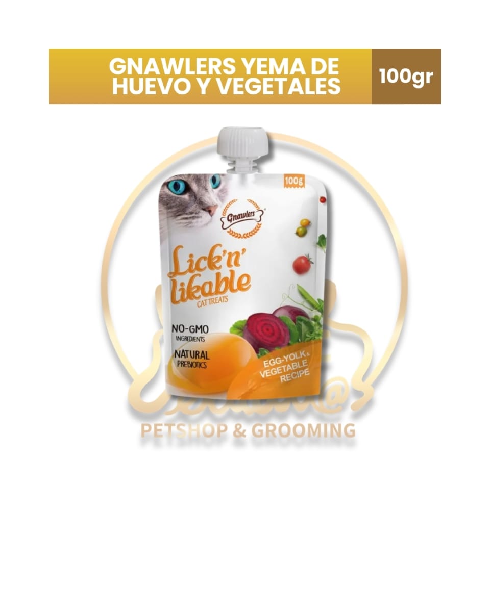 Gnawlers Snack para Gato Lick’ N’ Likable Yema de Huevo y Vegetales 100Gr1