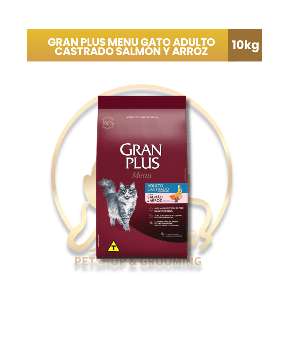 GRAN PLUS MENU GATO Adulto Castrado Salmon/Arroz1