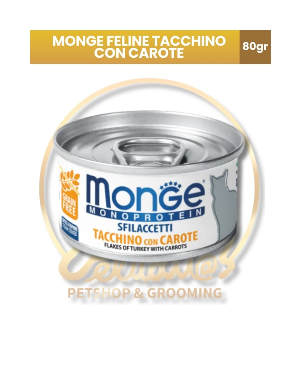MONGE FELINE MONO PROTEIN TURKEY  TACCHINO CON CAROTE 80 G1
