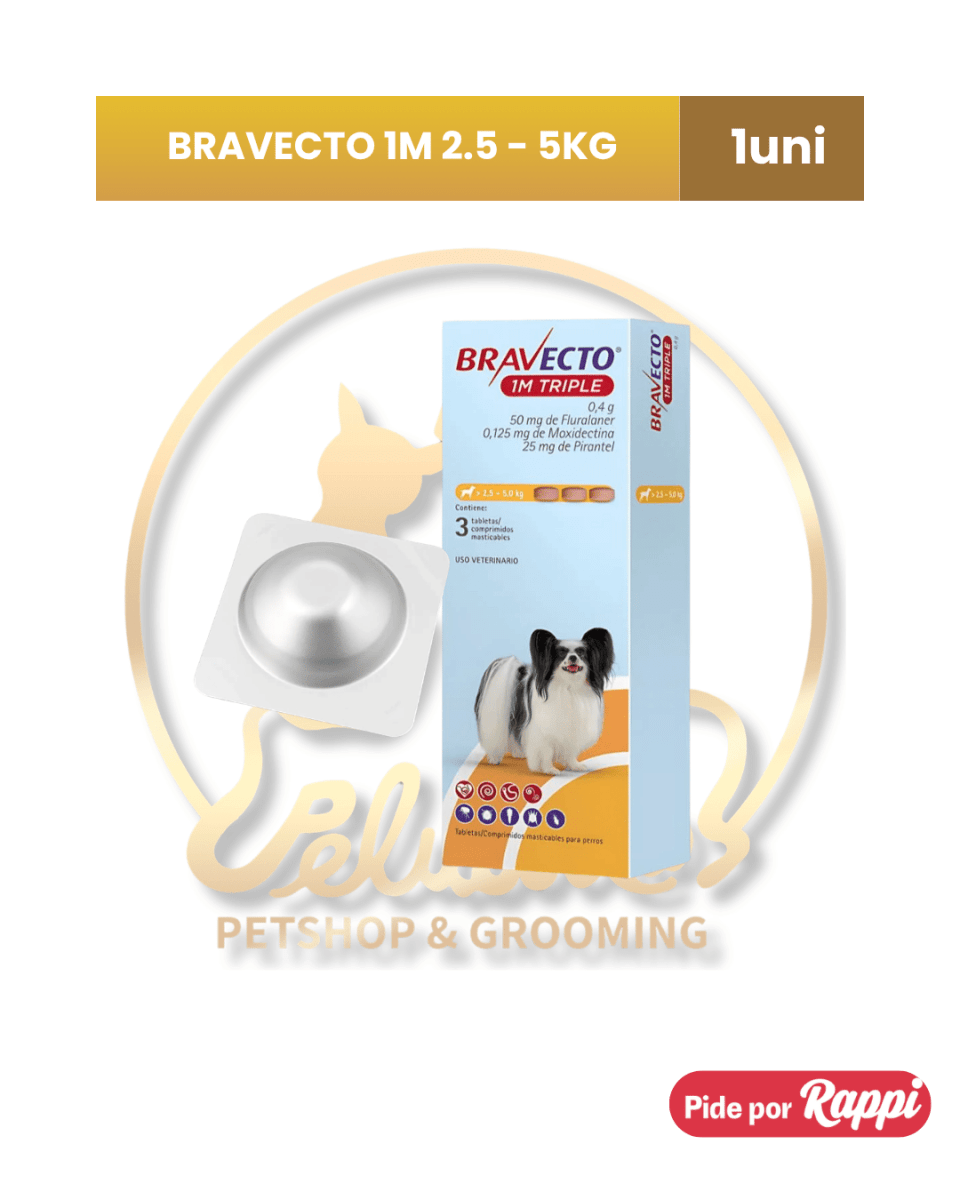 Antipulgas BRAVECTO 1M TRIPLE x 1tab (UNIDAD)2