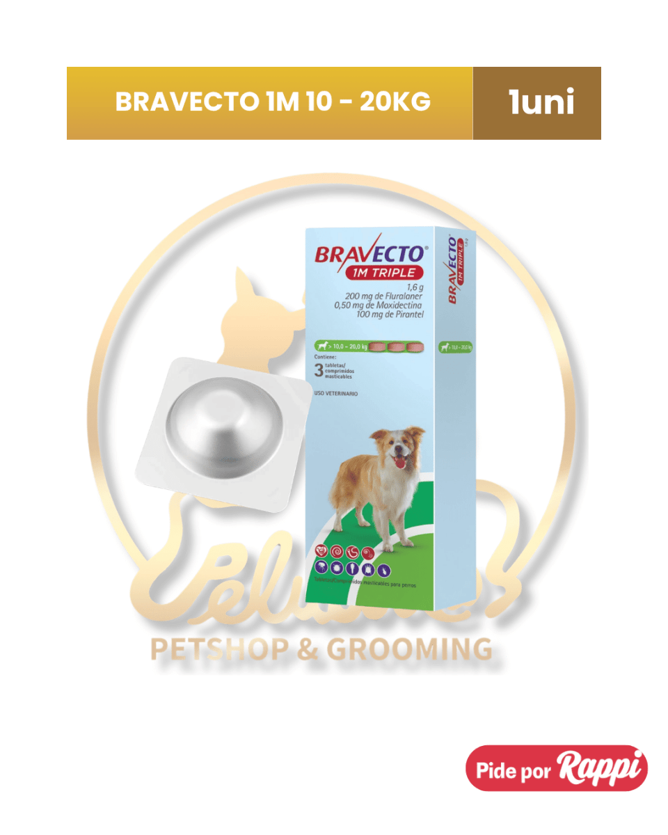 Antipulgas BRAVECTO 1M TRIPLE x 1tab (UNIDAD)4