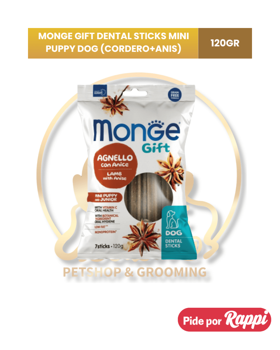 MONGE GIFT DENTAL STICKS MINI PUPPY DOG (CORDERO + ANIS)1