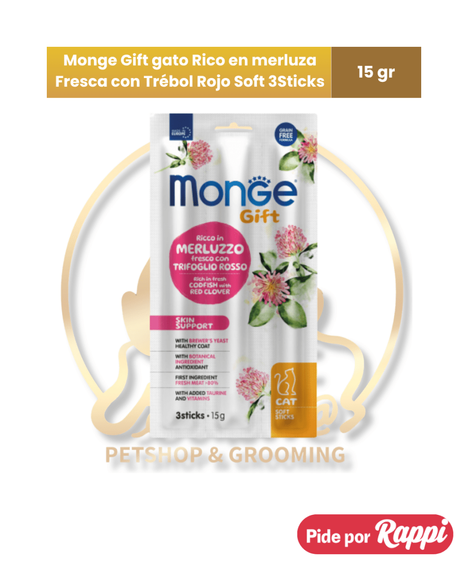Monge Gift cat ricco in Merluzzo 3sticks 15gr1