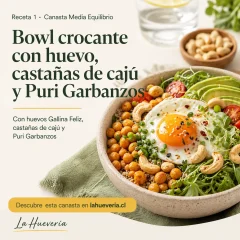 Bowl crocante con huevo, castañas de cajú y Puri Garbanzos