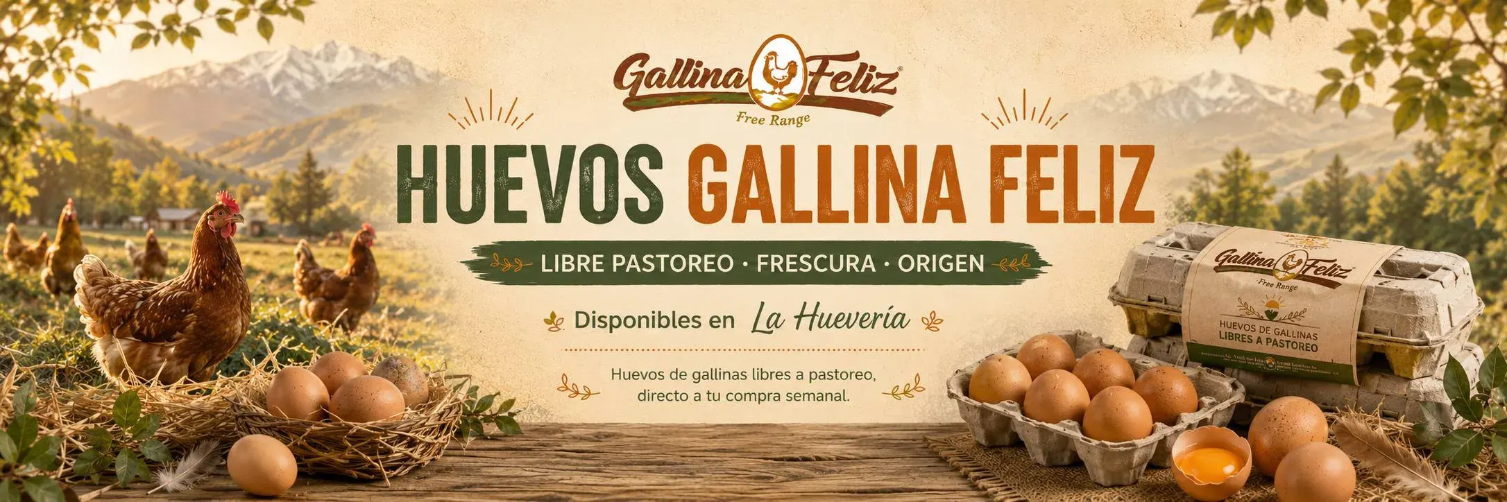 HUEVOS GALLINA FELIZ · Huevos gallina libre pastoreo