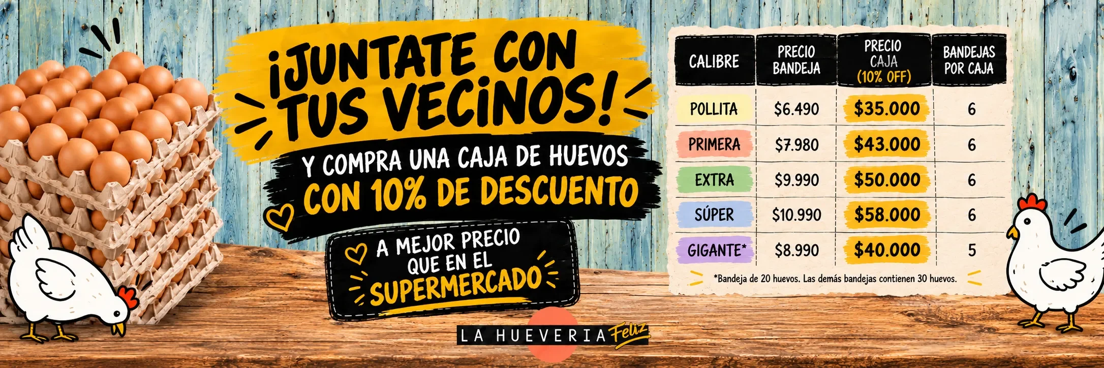 Ahorra comprando huevos por caja!