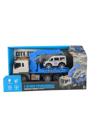 CAMIÓN DE GRUA POLICIA ESCALA 1:16 CON SONIDO Y LUZ ¡SALVA LA CIUDAD!