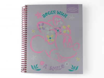 CUADERNO BOOK ARTEL MINNIE BEGIN WITH A SMILE: 120 HOJAS, ESCOLAR, DISEÑO INSPIRADOR